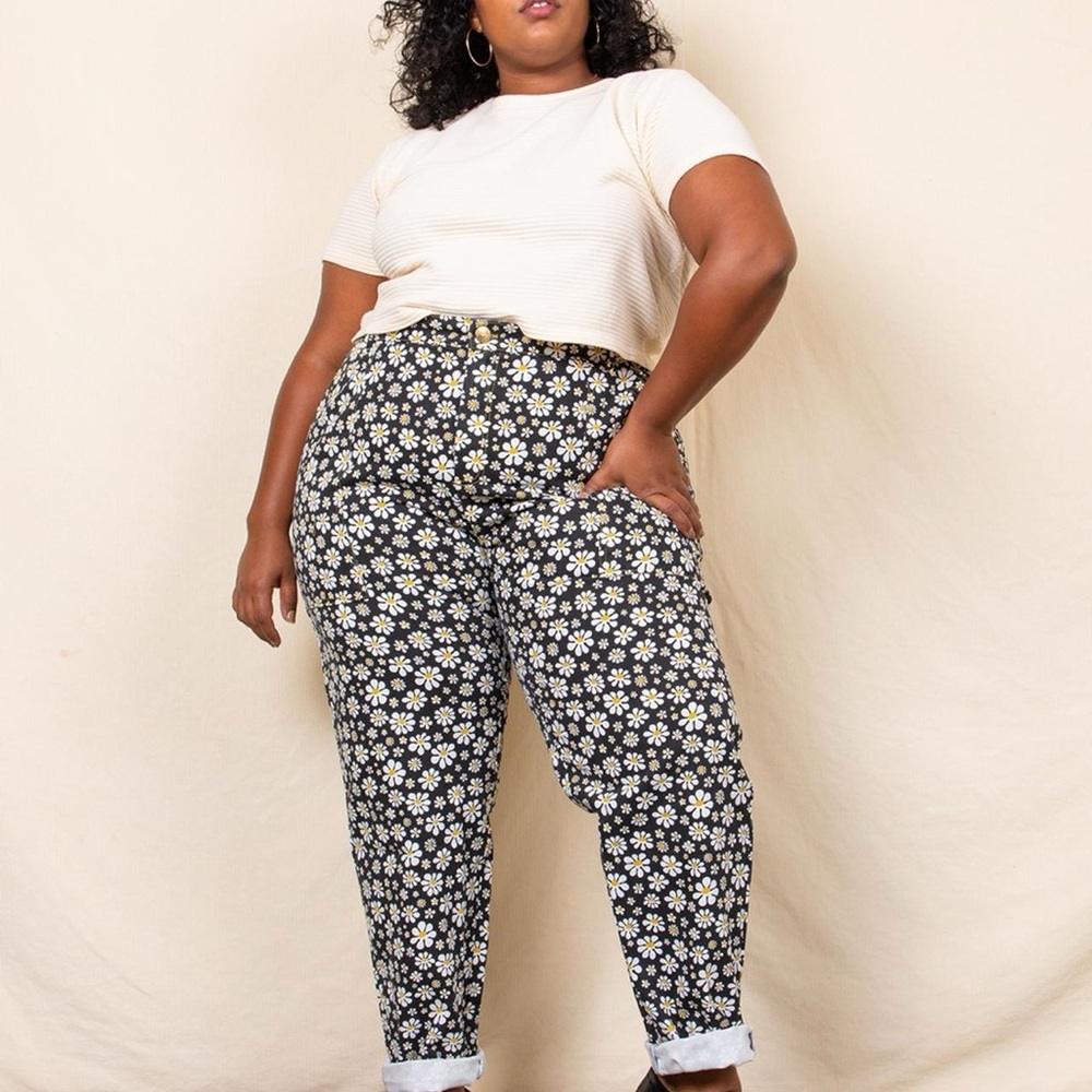 Big Bud Press black daisy pencil pants size XXS